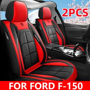 Premium PU Leather Car Seat Covers for Ford F-150 - 2PCS Waterproof Wear-Resistant Stain-Resistant Muscle-Shaped Front Row Seat Protection