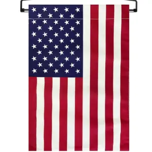 TOPFLAGS USA Garden Flag Holder with American Flag Banner Hanger for Wall Outside Yard 12x18 Inch Weatherproof Rust-Resistant Wrought Iron Stand