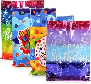 6.7 * 9.8inch Happy Birthday Party Favor Bags 40 PCS Plastic Goodies Loot Gift Bags Bulk for Kids Baby Girls & Boys Birthday Party Supplies A Style 40 Packs