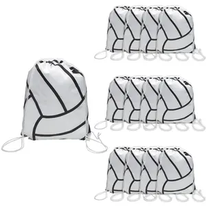 Large Volleyball Nonwoven Drawstring Backpacks - 14" x 18", 12 pieces