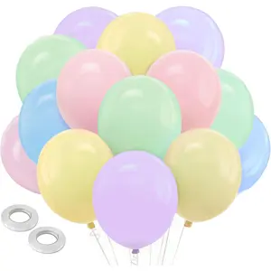 12 Inch Assorted Color Pastel Latex Balloons 100pcs Macaron Rainbow Pink Blue Yellow Balloons for Balloon Arch Garland Graduation Birthday Baby Shower Party Decorations