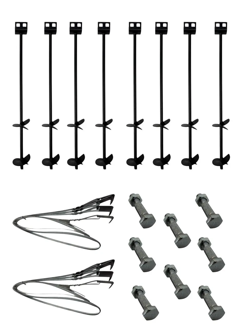 Mobile Home Parts Anchor Kit, 8-30" Double Disc Auger Anchors, 8-8 Ft Strap, and 8 Slotted Bolts