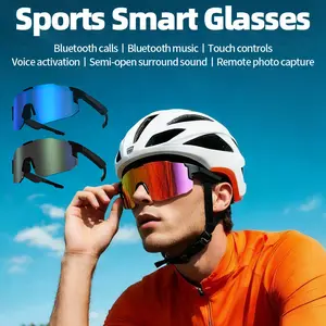 Smart Sport Bluetooth Sunglasses, Open-Ear Audio Glasses with Touch Control, Voice Control & Camera Shutter, Polarized Sports Glasses for Cycling Running Outdoor