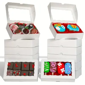 Bakery Cake Box, 10/20pcs Bakery Box with Clear Window,  Gift Box for Cookies, Chocolate, Cake, Pastry