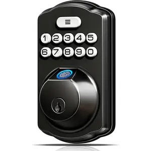 KS02A Fingerprint Keyless Entry Door Lock, Auto Lock, Electronic Keypad Deadbolt for Front Door, Biometric, Anti-Peeping Password, Easy Install, Matte Black