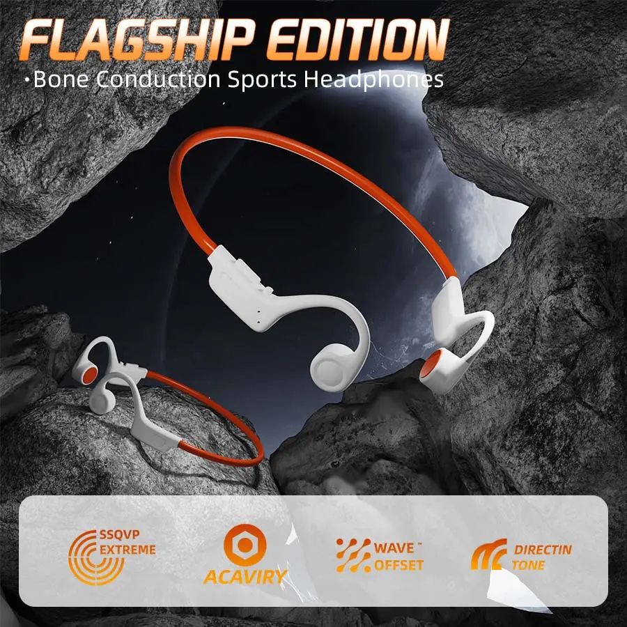 Wireless Bluetooth bone conduction headphones, waterproof for sports and running
