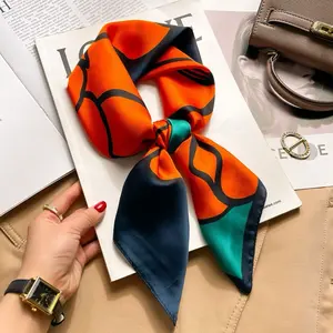 Women elegant square silk scarves with florals and geometric patterns - Casual and trendy