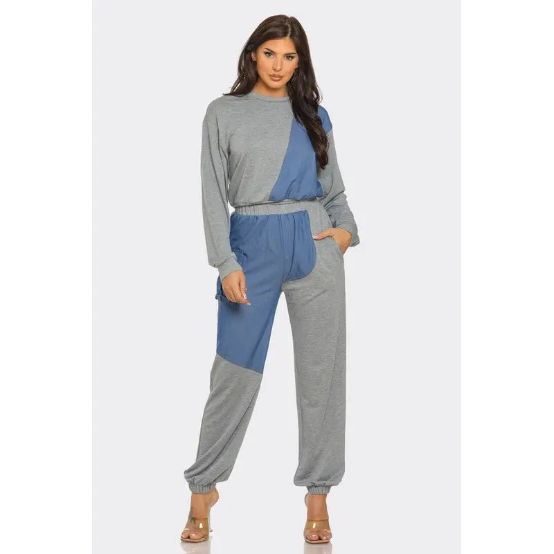 Shandi HeatherGrey/Denim Lounge Track Set