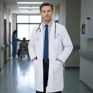 NY Threads Unisex Lab Coat 41 Inch Length White Long Sleeve Medical Doctor Scientist Nurse Professional Uniform