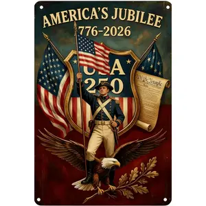 Celebrate Two Hundred Fifty Years of Freedom with Revolutionary Fighters and Flags 2D Patriotic Wall Art Decor for Home and Study