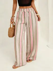 Women's Trendy Chic Loose Striped Wide-Leg Pants, Comfortable Casual Boho Long Pants, Simple Versatile for Vacation and Date Night