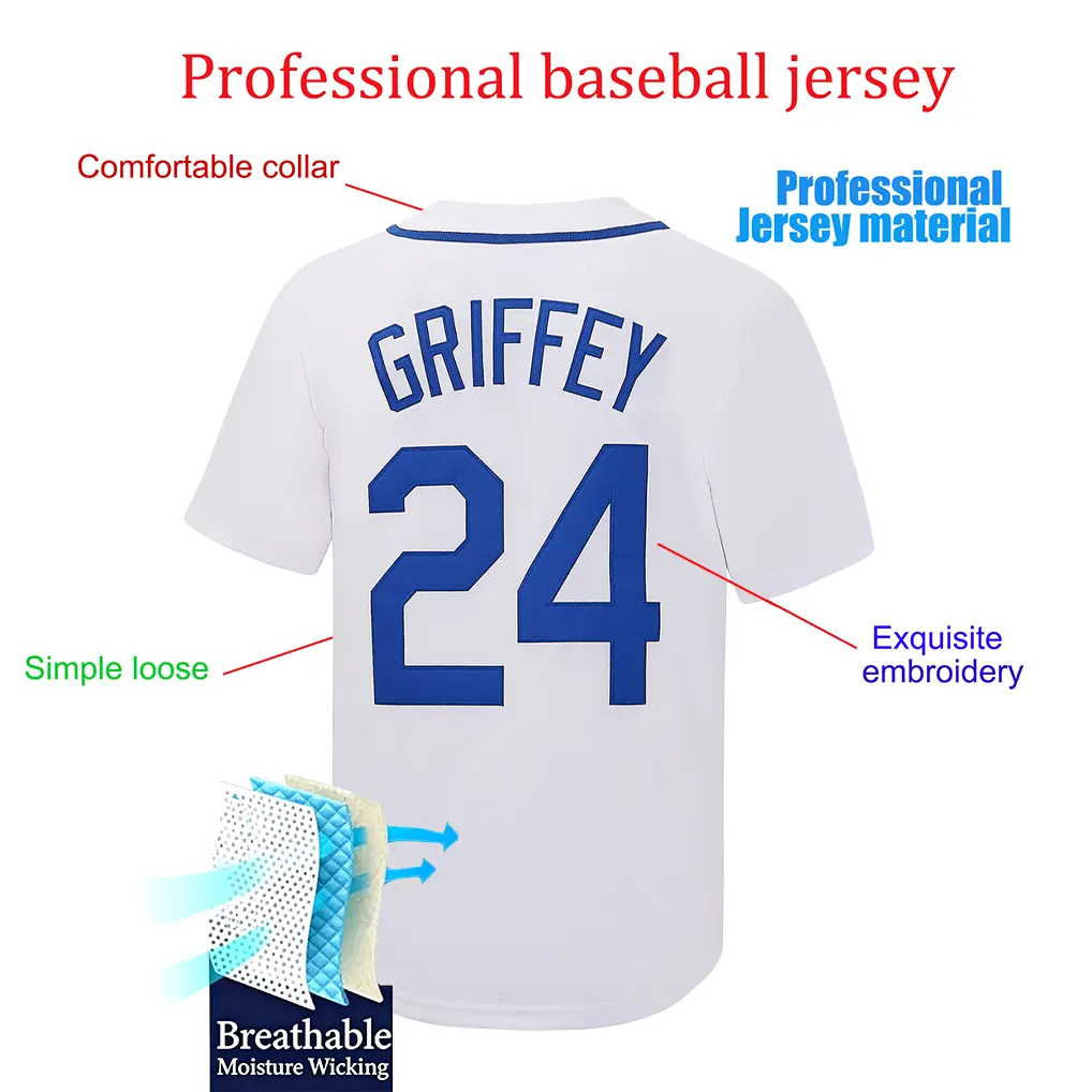 Men's #24 White Baseball Jersey,Embroidered Baseball Clothing,Fan Commemorate Gift Men's #24 White Baseball Jersey,Embroidered Baseball Clothing,Fan Commemorate Gift
