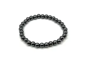 Hematite Beaded Stretch Bracelet 6mm | Grounding Protection Strength, Healing Crystal Jewelry, Gift for Her