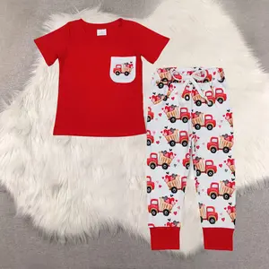 New Clothes Kids Boys Heart Truck Pocket Outfit Valentine's Day Clothing for Children