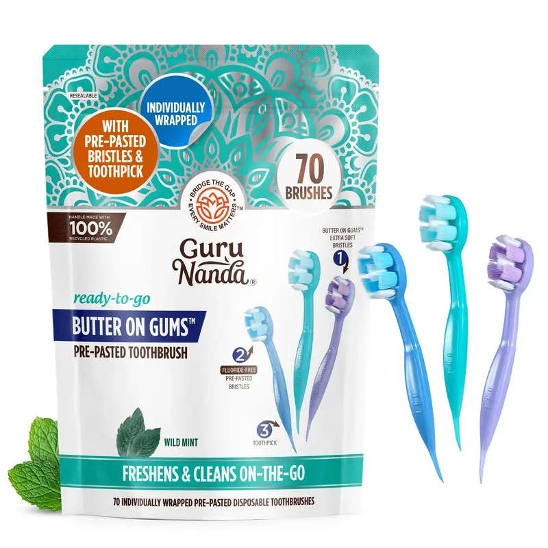 GuruNanda Ready-to-Go Brushes - 70 Count Toothbrush