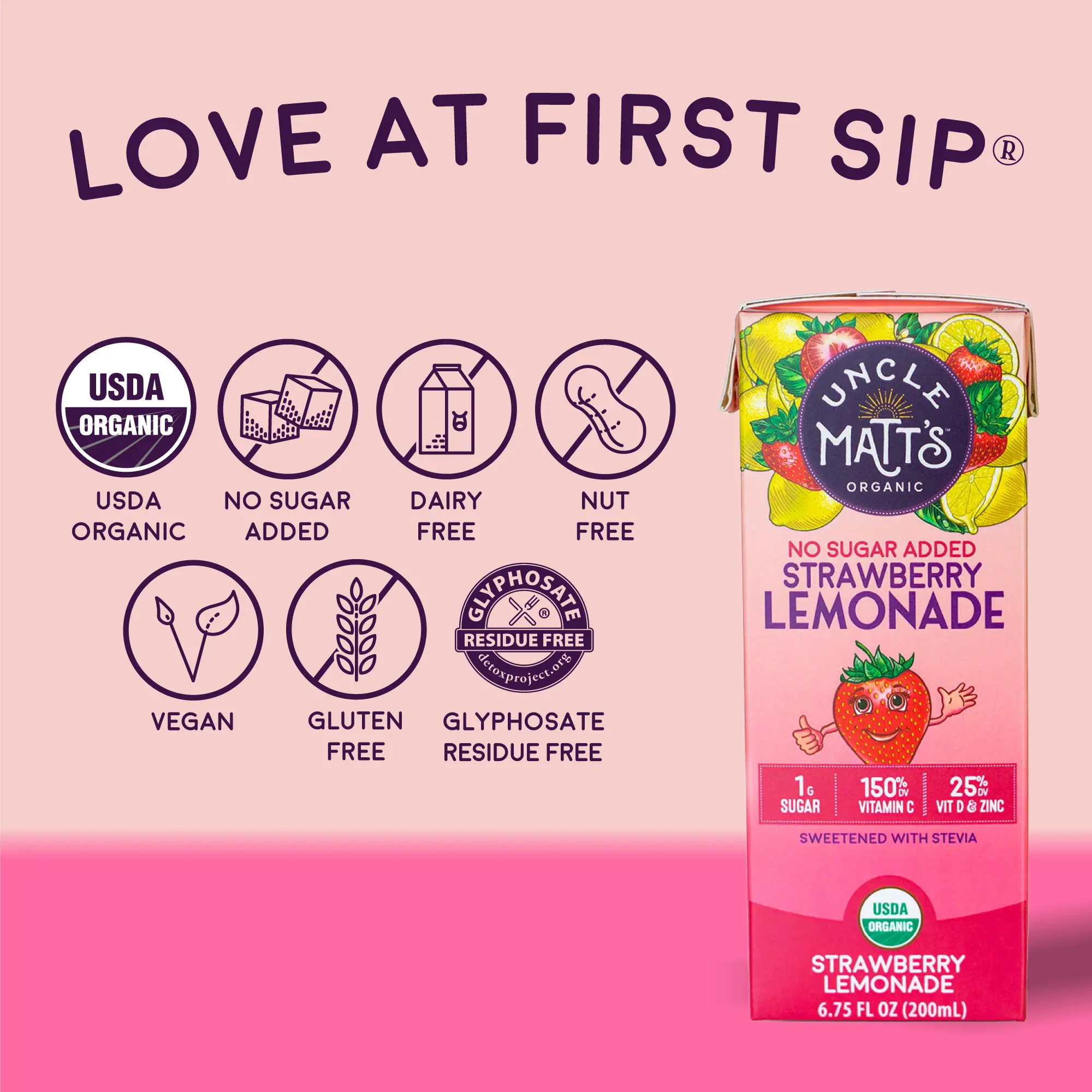 No Sugar Added Strawberry Lemonade Juice Boxes (6.75oz Pack of 32)
