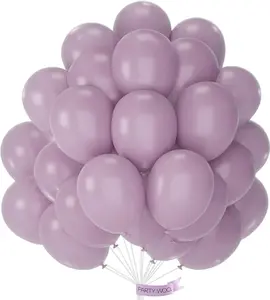 PartyWoo Thick Round Rubber Dusty Purple Balloons, 50pcs 12in Float Lavender Boho Neutral Balloons for Wedding, Princess Fairy Birthday Party Decorations Purple-F29