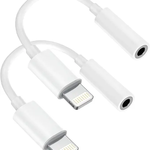 2Pack Lightning to 3.5mm Headphone Jack Adapter - Metal Lossless Audio Aux Dongle for iPhone 14,13,12,11 Pro,XR,XS Max,X,8,7, Audio Equipment for Daily Lifestyle,Gym, Compatible Device Accessory