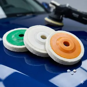 4-Inch Wool Polishing Wheel for Angle Grinder Ultra Fine White Fine Orange Coarse Green Felt Buffing Pads High Gloss Finish for Metal Wood Plastic Surfaces Durable Easy Install DIY Professional