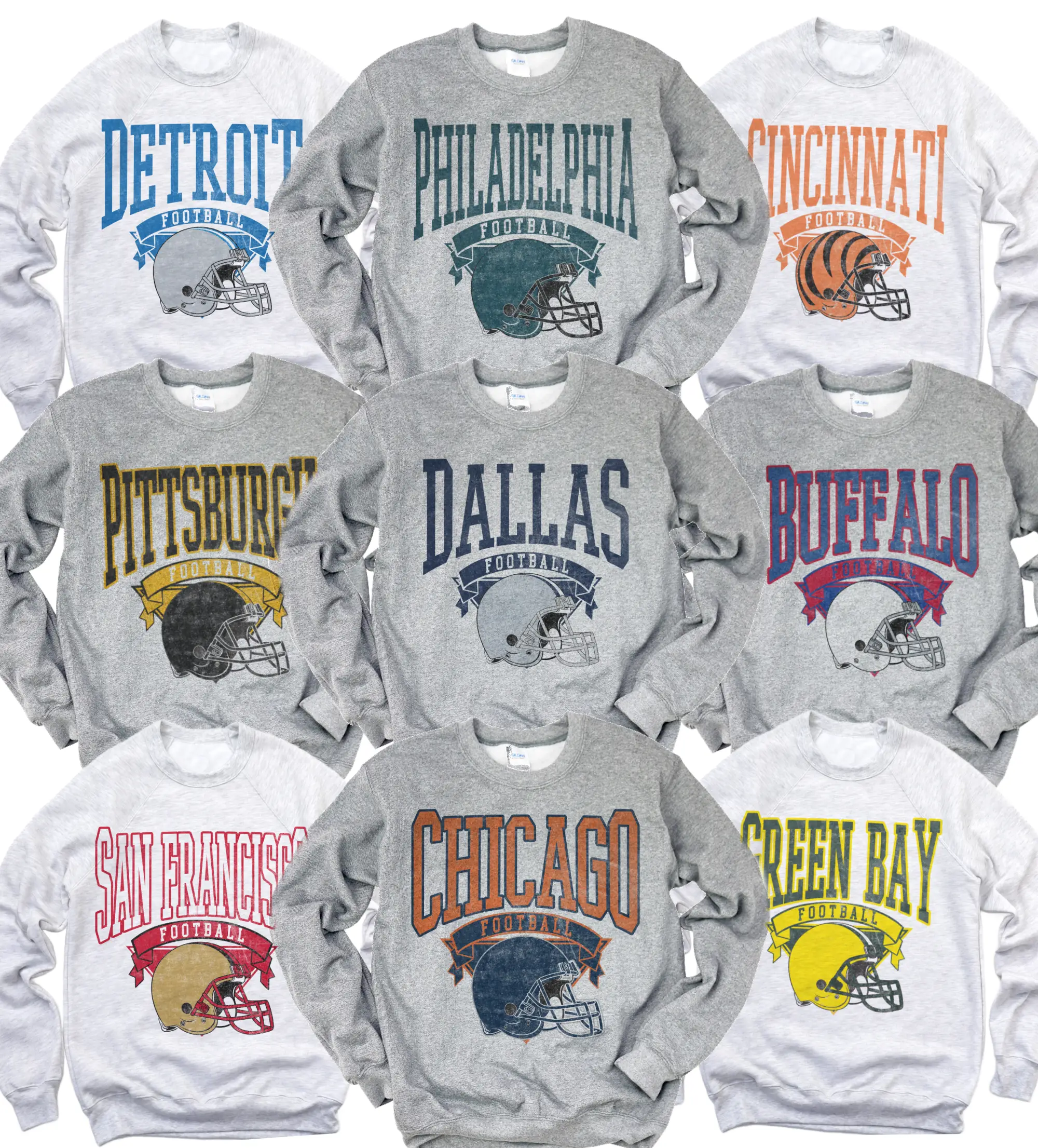 Vintage Football Sweatshirt Hometown Team Pullovers Sublimation Print Long Sleeve Casual Fabric Menswear Soft Cozy Retro Style Comfortable All-Season