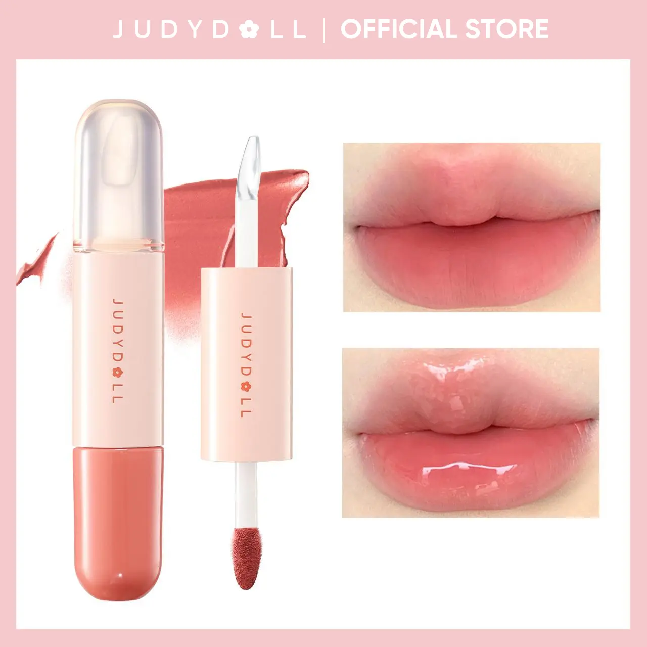 JUDYDOLL Hawthorn Candy Dual Lip Glaze, Blur, Duo Lip Gloss, Double-Ended Mirror & Matte, Waterproof, Long-Lasting, Moisturizing, Liquid Lipstick, Tinted Lipstick, Plumping Diverse Shades, Not Easy To Fade, Makeup, Cosmetic, Refresh Look, Summerwins