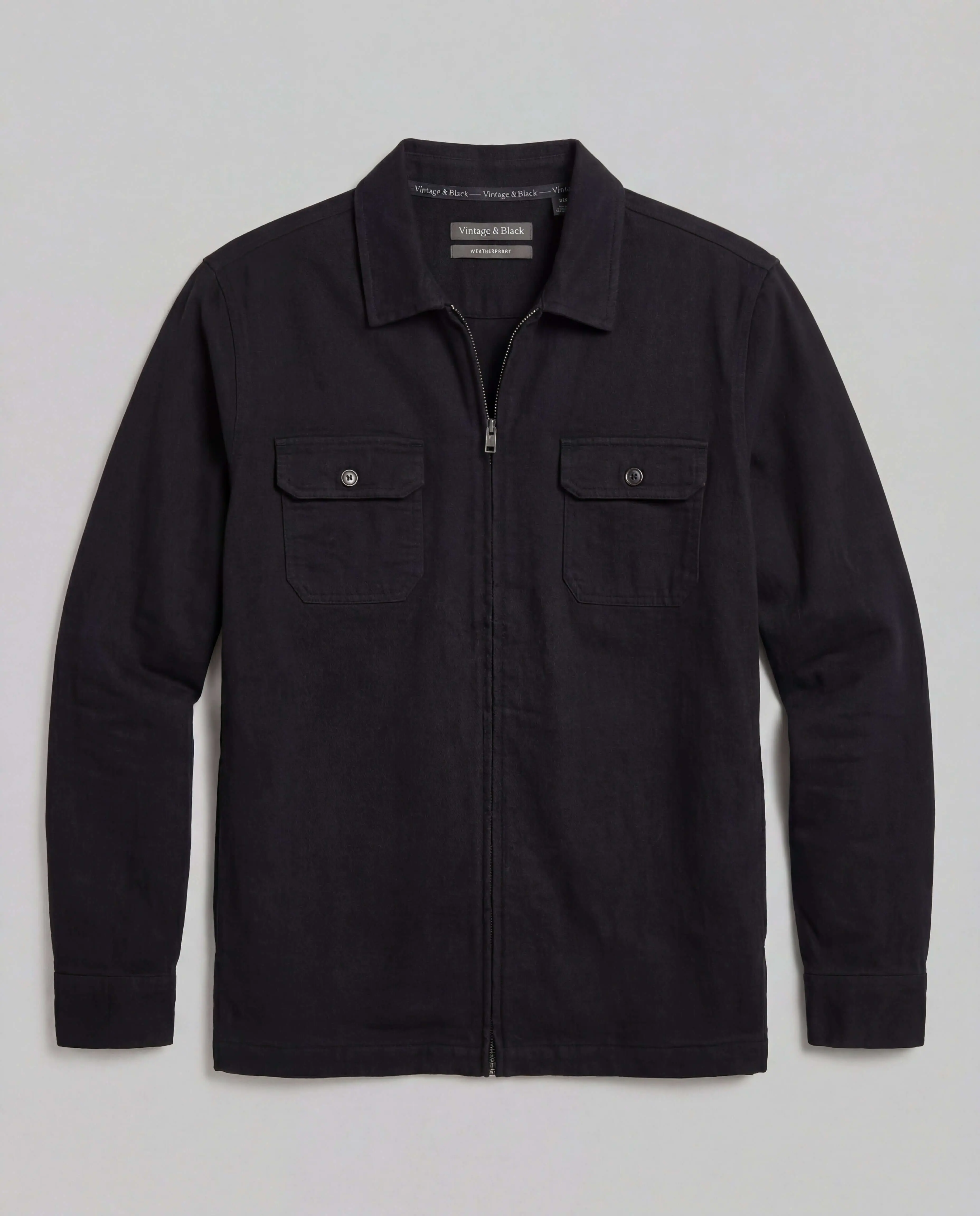The Unlined Zip Overshirt in Black
