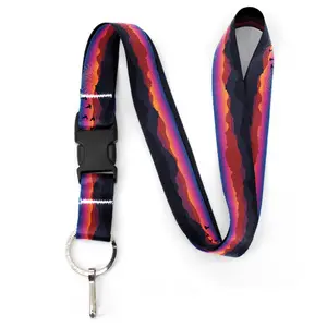 Mountain Sunset Premium Lanyard - with Buckle and Flat Ring - Made in the USA