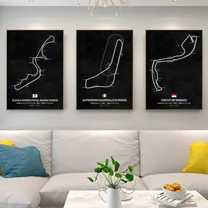 3-Piece F1 Racing Track Canvas Poster Set - Vibrant Retro Abstract Art Prints with Waterproof & Odorless Coating, Perfect for Living Room, Bedroom, Office Wall Decoration, Unique Gift Idea for Car Enthusiasts
