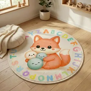 TinyHug ABC Round Rug – Montessori Alphabet Educational Kids Play Mat