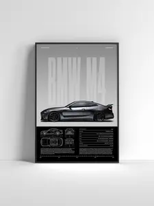 BMW M4 Competition Poster Sports Car Wall Art Print Modern Automotive Poster Gift for Car Enthusiast Car Print Car Poster
