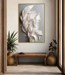 feathers canvas print,  white feathers artwork, modern wall art |Frameless Poster