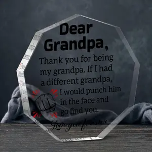 Irregularly Shaped Acrylic Plaque, Personalized Plaque, 1 Count Creative Grandpa Gift, Home Decoration Ornament, Emotional Connection Gift for Grandpa, Thanksgiving Gift, Christmas Gift