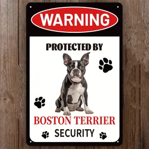 Charming Boston Terrier Dog Metal Tin Sign - Pet Dog Home Wall Decor for Indoors or Outdoors - Rust-Resistant, Waterproof, and Durable Sign for Dog Lovers (20*30cm)