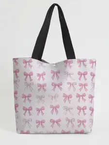 Butterfly Pattern Printed Casual Storage Bag, Lightweight Shopping Bag, Night Scene, Fashionable and Trendy, Suitable for Daily Shopping Office and Various Occasions