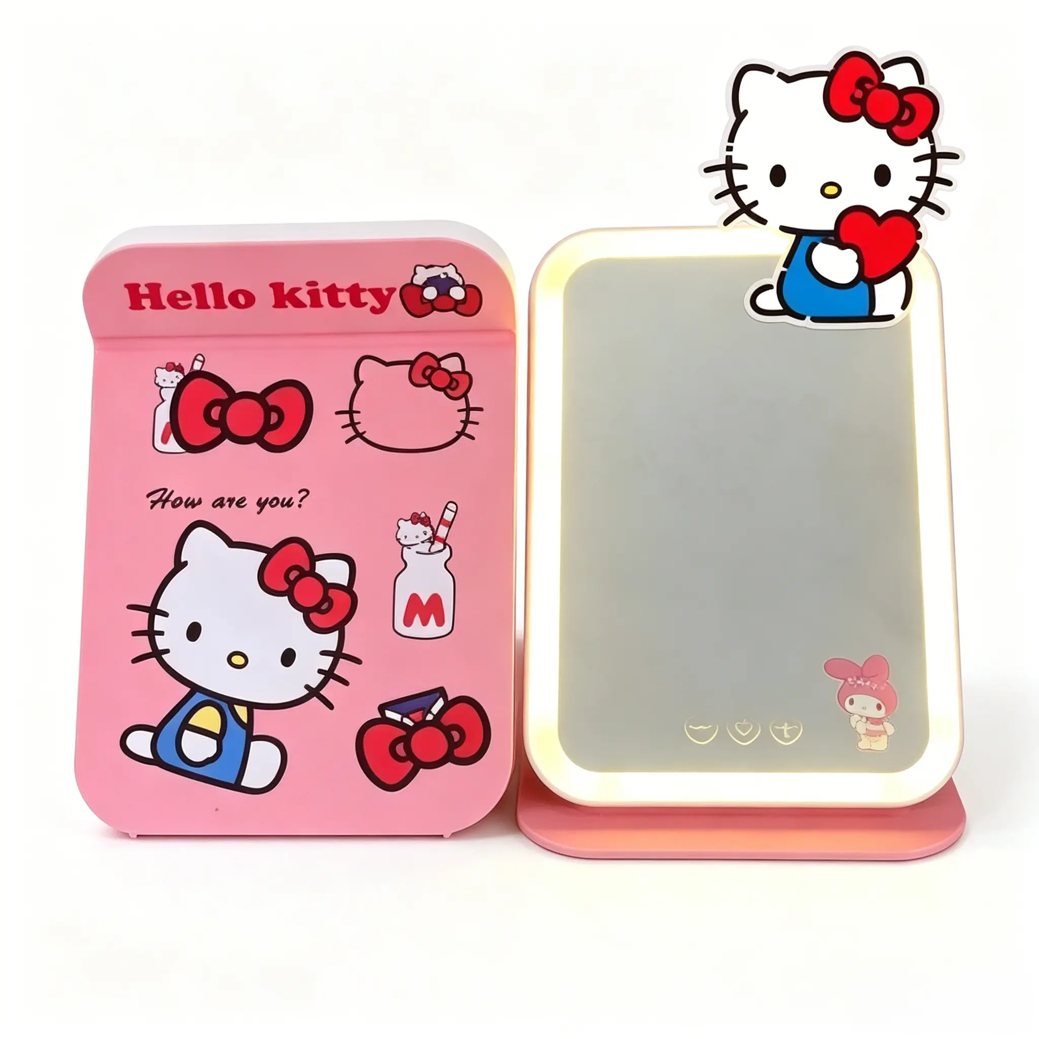 Official Sanrio Hello Kitty Lighted Makeup Mirror with Protective Case Dimmable LED Travel Cosmetic Mirror