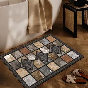 Modern Slate Pattern Design Welcome Door Mat Non Slip Rug for Indoor Outdoor Use Patio Balcony Living Room Bedroom Floor Carpet