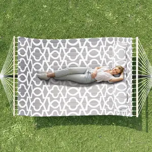 Garvee Extra Wide, Freestanding Double Hammock for 2 People with Sturdy Metal Frame – Load-bearing, Ideal for Garden, Terrace, Balcony – Includes Carry Bag & Pillows, Light Gray - Widened