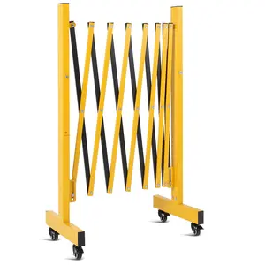 Control crowds and vehicles with this expandable steel safety barrier, available in 9FT and 16FT retractable corner designs. Six lockable wheels let one person move it anywhere. High-visibility yellow and black. Link in bio.