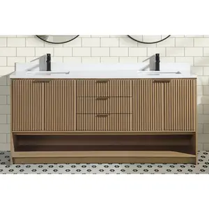 San Diego 72" Freestanding Bathroom Vanity Oak