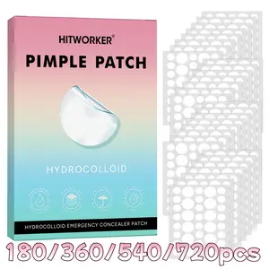 180/360/540/720pcs Hitworker Acne Patches, Acne Spot Treatment, Hydrogel Cover, Cute Design, Suitable for All Light Skin Tones, Daily Use & Photo Props, Hydrocolloid Emergency Concealer Patch, Acne Pimple Patch