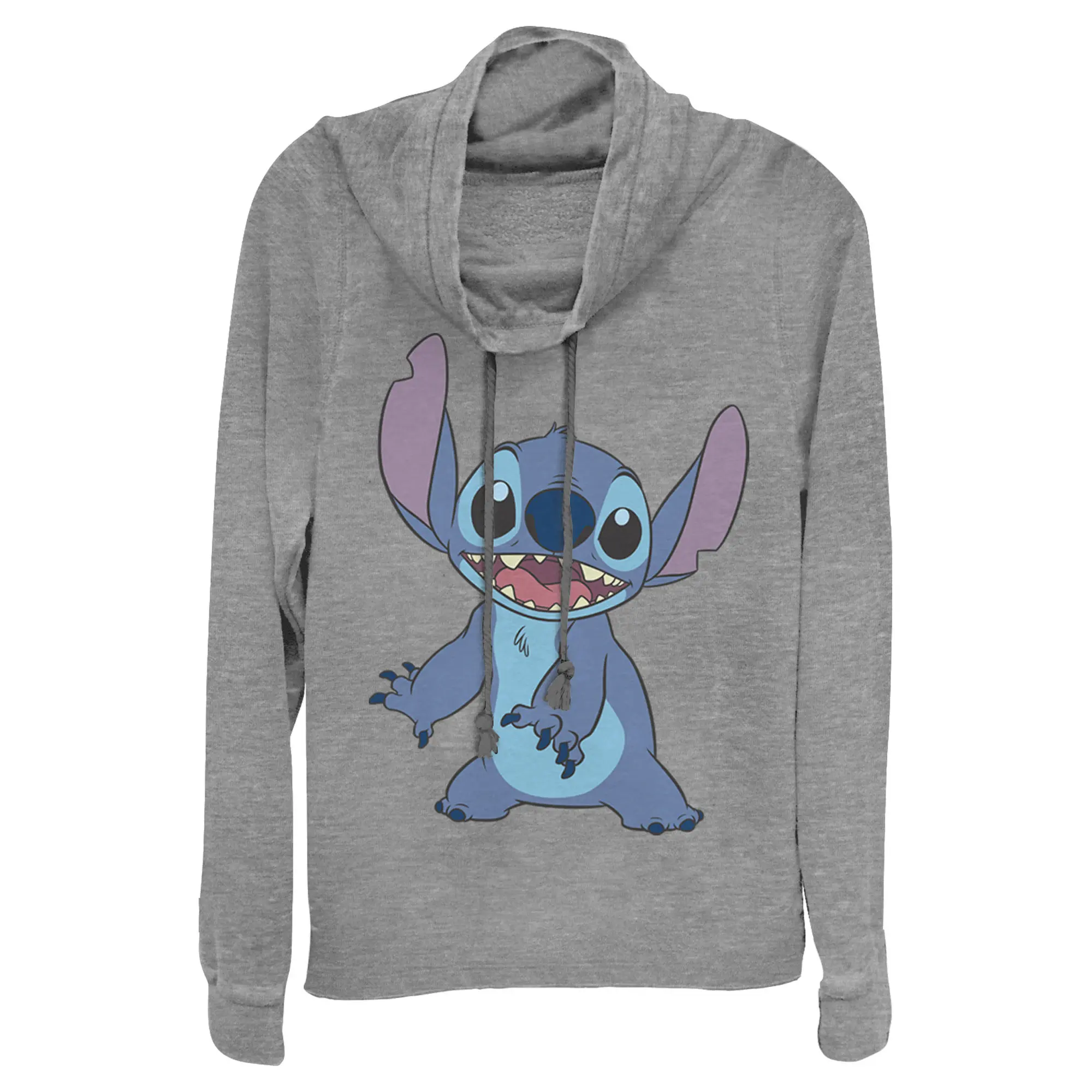 Junior's Women Lilo & Stitch Happy to See Me Cowl Neck Sweatshirt