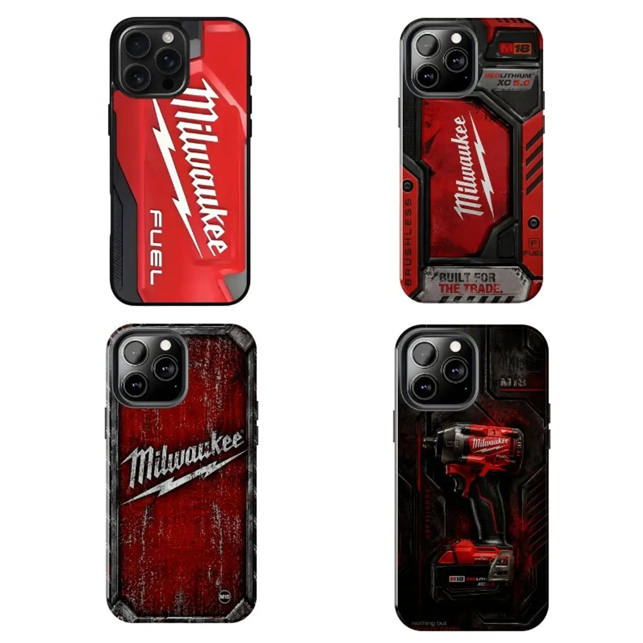 MILWAUKEE Logo Fuel Icon Phone Case, Mechanic Tool Box Style Protective,Heavy Duty Power Tool Inspired Red, Compatible with iPhone X, 11, 12, 13, 14, 15, 16, 17 & more