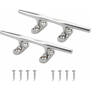 Boat Dock Cleat 4in 5in 6in 8in, 316 Marine Grade Stainless Steel Open Base Design with Mounting Hardware, Heavy-Duty Mooring Cleat for Boats, Pontoons & Docks