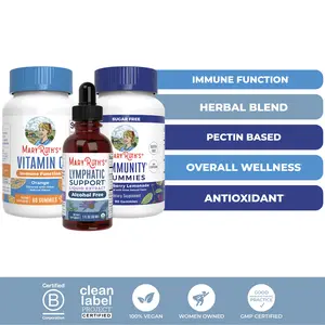 MaryRuth's Immunity & Lymphatic Support Bundle – Immunity Gummies 60 ct – Vitamin C Gummies 60 ct - Lymphatic Support Herbal Blend 1 oz