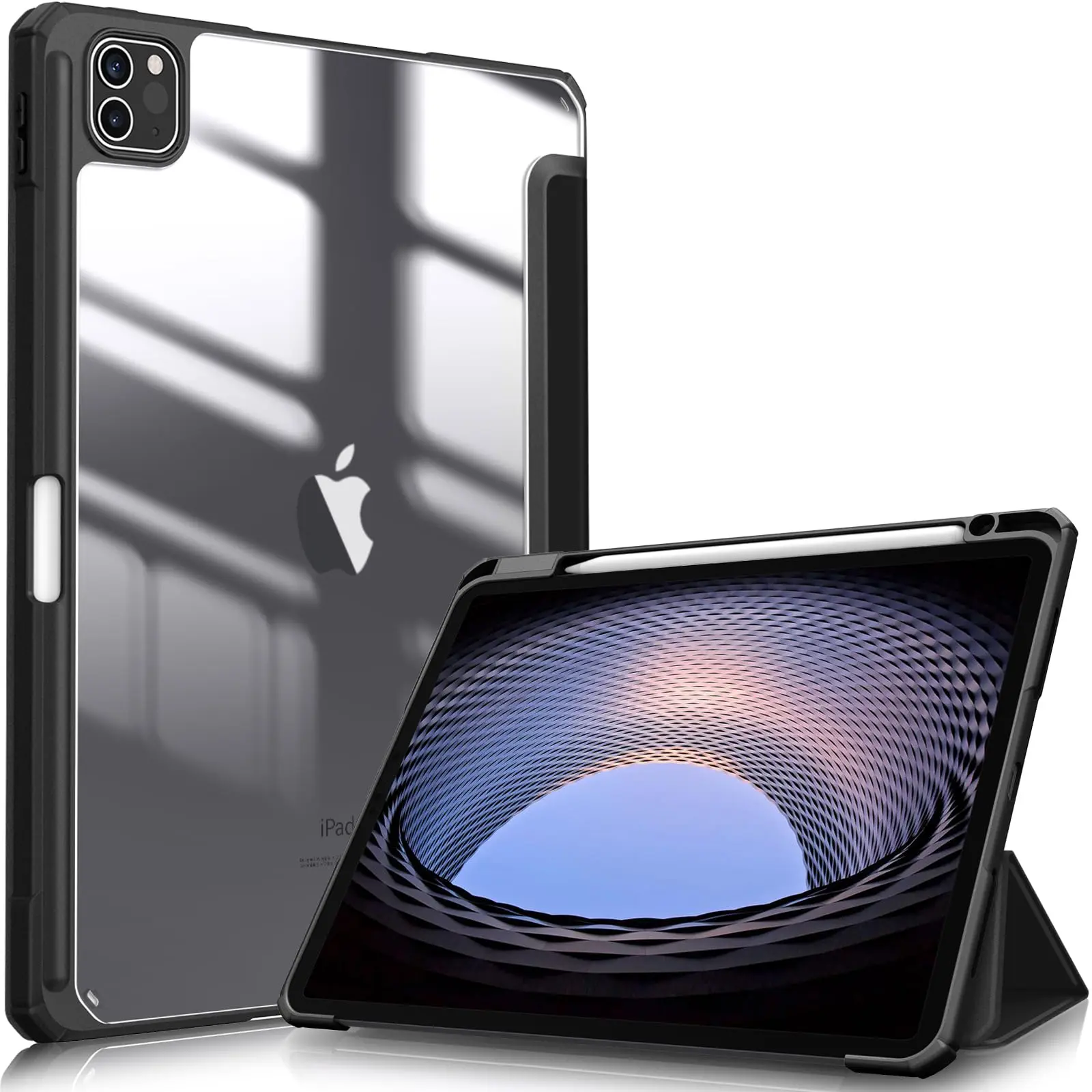 Fintie Trifold Stand Case for iPad Pro 11 (4th/3rd Gen) w/Pencil Holder, Durable iPad Cover with Clear Back Shell, Slim iPad  Protective Case