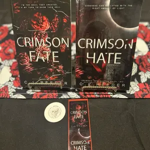 Signed and personalized bundle of Crimson Fate & Crimson Hate by C.L Reeder with bookmark and Sticker