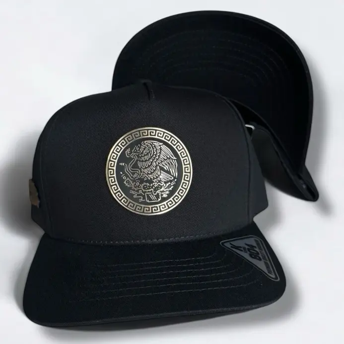 Mexico Hat Gold-Plate Snapback Cap - Classic Cap Style, Black, Adjustable Fit, Traditional Design, Logo Accent, Easy to Style, Customizable Fashion Accessory, Classic Cap Style, Easy To Style