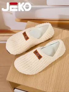 JEKO Indoor Sports Shoes-Soft Sole Anti-Slip Silent Home Shoes, Warm Fleece Lined, Slip-On Two-Wear Design, All Seasons, Footwear