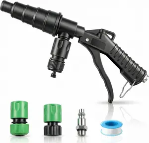 Coolant Flush Gun, Lever Action Heater Core Flush Kit, Coolant Flush Kit for Automotive Coolant Flush, Air and Water Radiator Flush Kit with Nozzles for 19-40mm Hoses