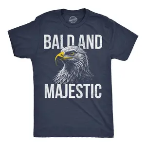 Mens Funny T Shirts Bald and Majestic Sarcastic Eagle Graphic Novelty Tee for Men Mens Funny T Shirts Cool Vintage Fashion T-Shirt Gift Classic Menswear Sarcastic Apparel for Men Funny Animal Short Sleeve Navy -